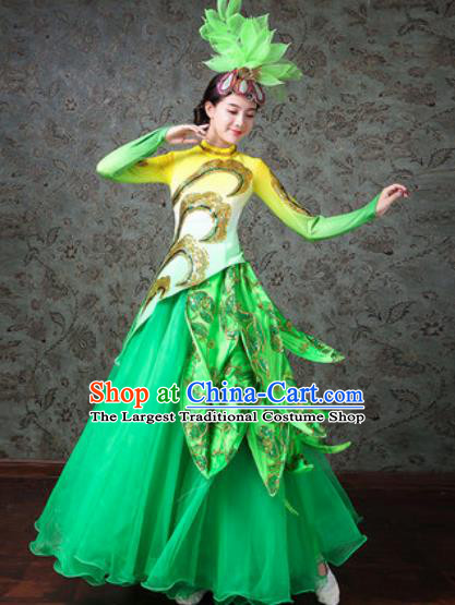 Chinese Traditional Spring Festival Gala Dance Costume Opening Dance Modern Dance Green Dress for Women