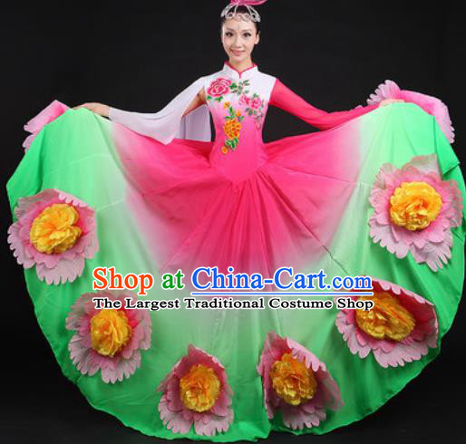 Chinese Traditional Classical Dance Green Dress Spring Festival Gala Stage Performance Costume for Women