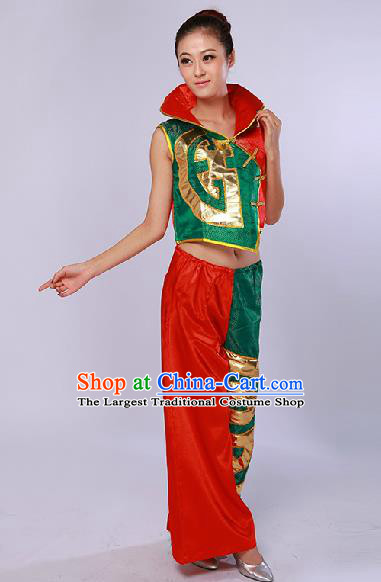 Chinese Traditional Drum Dance Red Clothing Folk Dance Stage Performance Clothing for Women