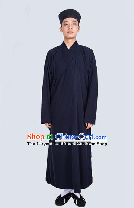 Chinese Traditional Taoism Costume National Taoist Priest Navy Robe for Men