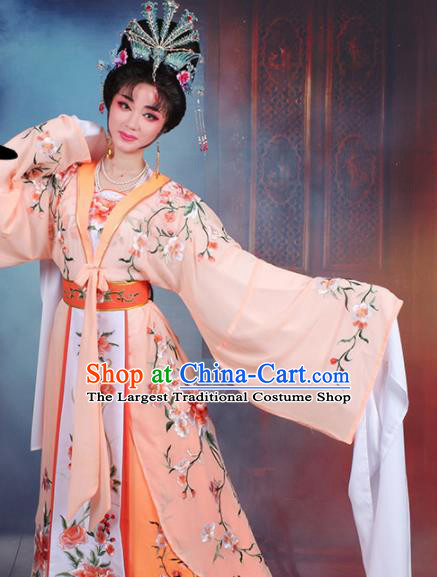 Chinese Traditional Shaoxing Opera Imperial Consort Embroidered Orange Dress Beijing Opera Hua Dan Costume for Women