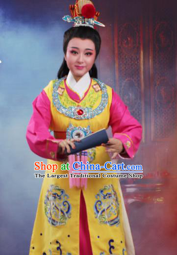 Chinese Traditional Peking Opera Crown Prince Embroidered Yellow Robe Beijing Opera Niche Costume for Men