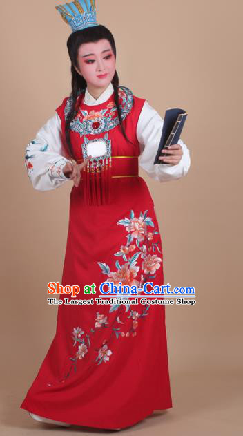 Chinese Traditional Peking Opera Jia Baoyu Embroidered Red Robe Beijing Opera Niche Costume for Men