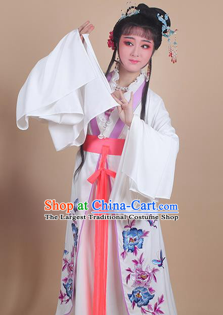 Chinese Traditional Shaoxing Opera Embroidered Peony Purple Dress Beijing Opera Hua Dan Costume for Women