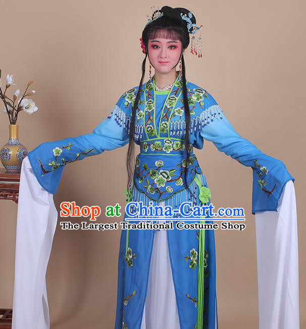 Chinese Traditional Shaoxing Opera Embroidered Plum Blossom Royalblue Dress Beijing Opera Princess Hua Dan Costume for Women