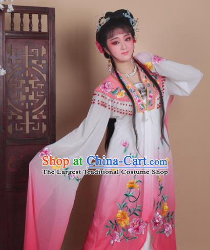 Chinese Traditional Huangmei Opera Actress Embroidered Pink Dress Beijing Opera Hua Dan Costume for Women