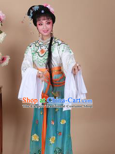 Chinese Traditional Shaoxing Opera Zhu Yingtai Green Dress Beijing Opera Hua Dan Embroidered Costume for Women