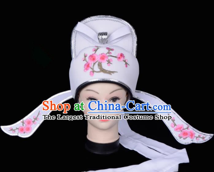 Chinese Traditional Beijing Opera Gifted Scholar Headwear Peking Opera Niche White Hat for Men