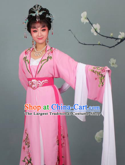 Chinese Traditional Huangmei Opera Princess Embroidered Pink Dress Beijing Opera Hua Dan Costume for Women