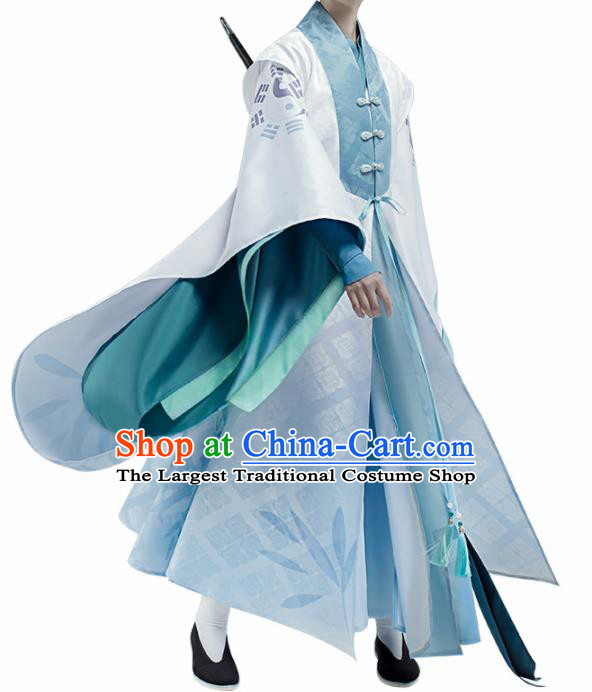 Chinese Traditional Ancient Swordsman Costume Cosplay Taoist Priest Clothing for Men