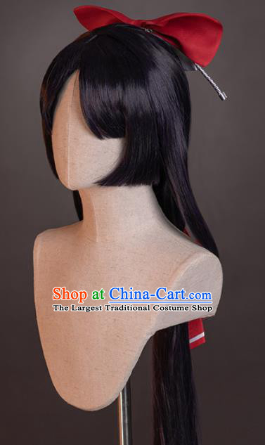Chinese Traditional Cosplay Heroine Wigs Ancient Swordswoman Wig Sheath and Hairpins Hair Accessories for Women