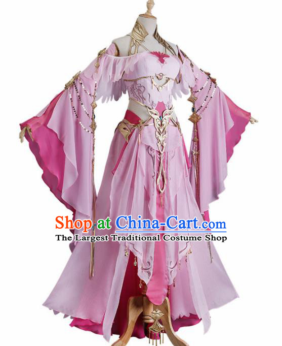 Chinese Traditional Cosplay Heroine Pink Hanfu Dress Ancient Swordswoman Costume for Women