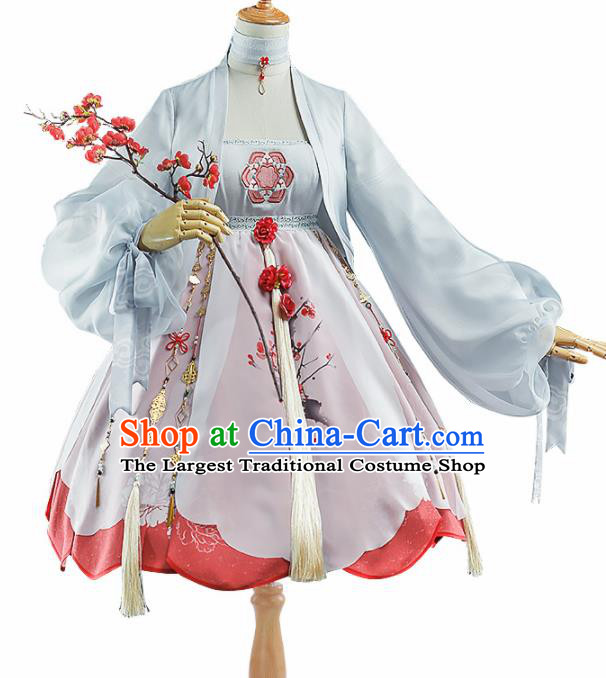 Chinese Traditional Halloween Cosplay Swordswoman Costume Ancient Knight Hanfu Dress for Women