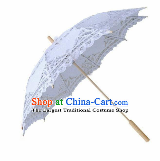 Chinese Traditional Photography Prop White Lace Umbrella Handmade Umbrellas