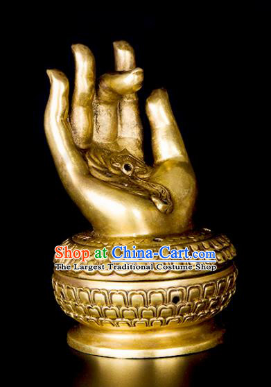 Chinese Traditional Brass Buddha Hand Incense Burner Taoism Bagua Feng Shui Items Censer Decoration