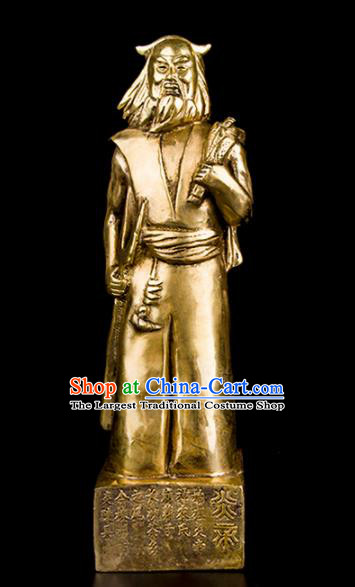 Chinese Traditional Feng Shui Items Bagua Decoration Yan Emperor Bronze Statue