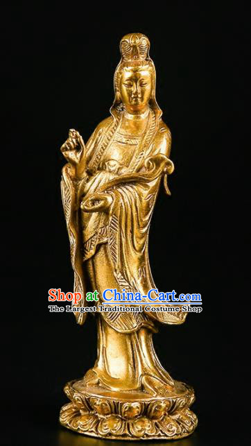 Chinese Traditional Feng Shui Items Buddhism Brass Avalokitesvara Statue Decoration