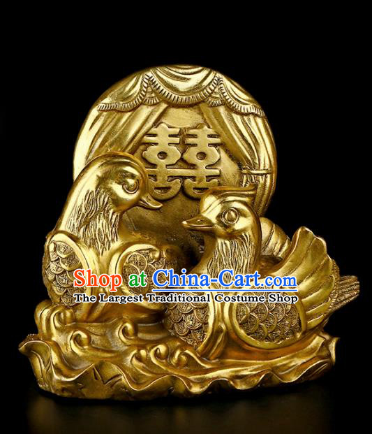 Chinese Traditional Feng Shui Items Taoism Bagua Brass Mandarin Duck Decoration