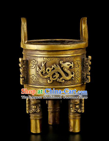 Chinese Traditional Carving Brass Incense Burner Taoism Bagua Feng Shui Items Censer Decoration