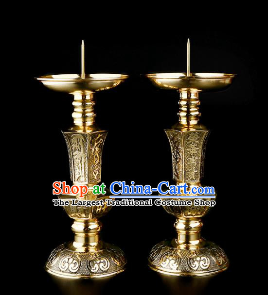 Chinese Traditional Feng Shui Items Taoism Bagua Brass Candlesticks Decoration