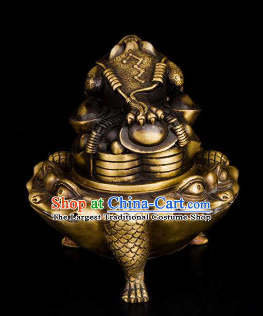 Chinese Traditional Taoism Brass Toad Incense Burner Feng Shui Items Bagua Censer Decoration