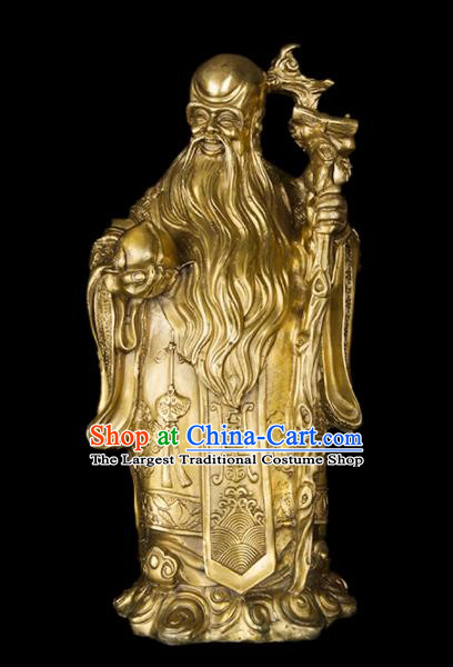 Chinese Traditional Feng Shui Items Taoism Bagua Brass Longevity God Statue Decoration