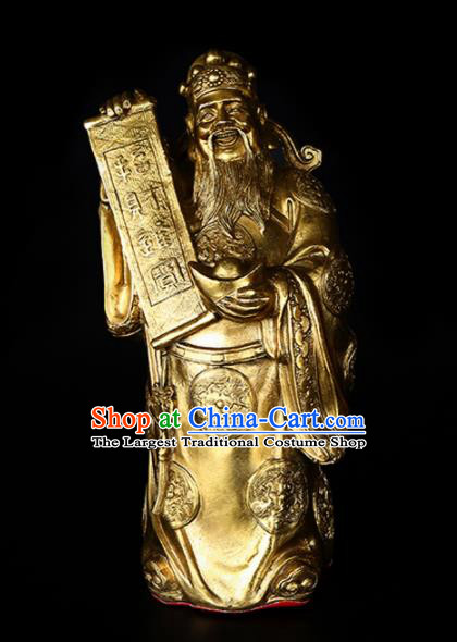 Chinese Traditional Feng Shui Items Taoism Bagua Decoration Wealth God Brass Statue