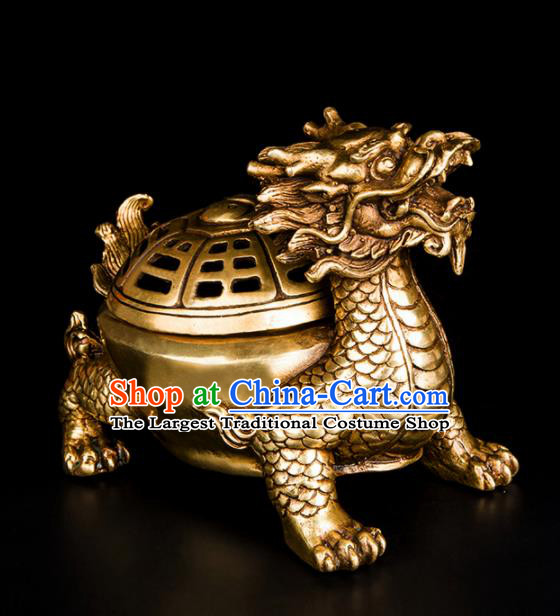 Chinese Traditional Feng Shui Items Bagua Dragon Censer Decoration Taoism Bronze Incense Burner