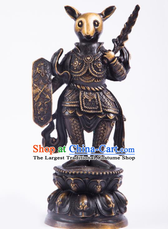 Chinese Traditional Feng Shui Items Taoism Bagua Brass Chinese Zodiac Rat Statue Decoration