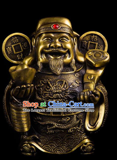 Chinese Traditional Feng Shui Items Taoism Bagua Decoration Wealth God Brass Statue