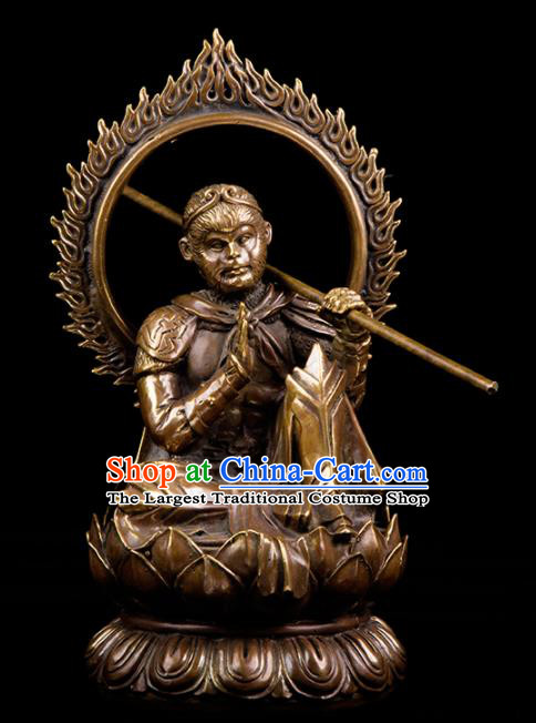 Chinese Traditional Feng Shui Items Taoism Bagua Brass Handsome Monkey King Decoration