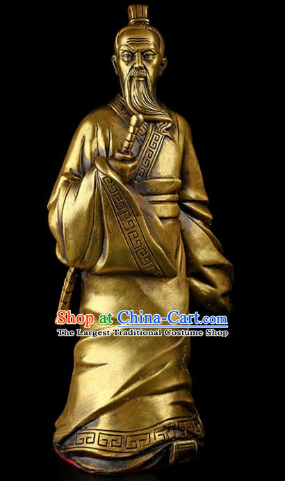 Chinese Traditional Feng Shui Items Taoism Brass Jiang Ziya Statue Decoration