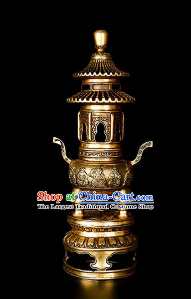 Chinese Traditional Taoism Bagua Brass Tower Incense Burner Feng Shui Items Censer Decoration