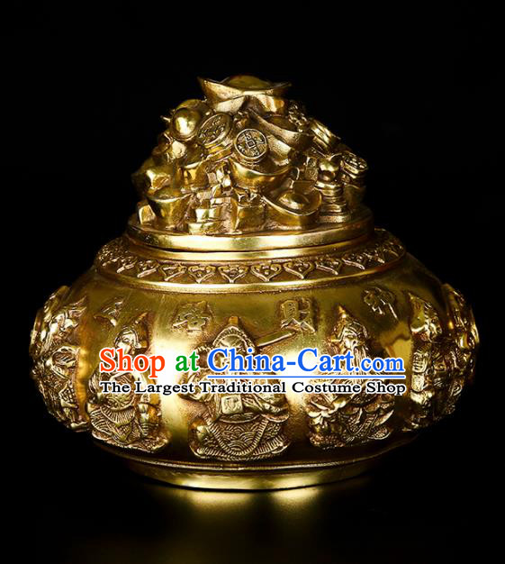 Chinese Traditional Taoism Bagua Brass Treasure Bowl Incense Burner Feng Shui Items Censer Decoration