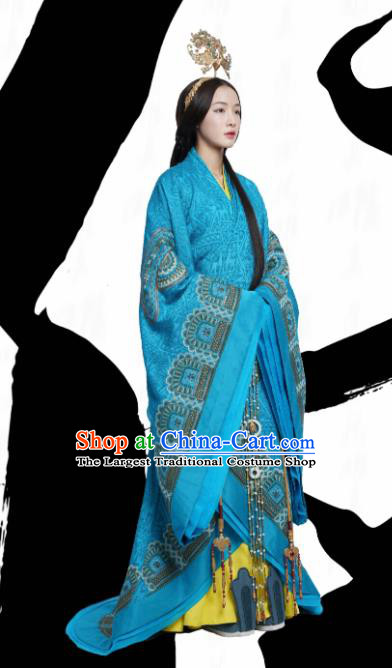 Ancient Chinese Warring States Period Imperial Consort The Lengend of Haolan Embroidered Historical Costume and Headpiece for Women