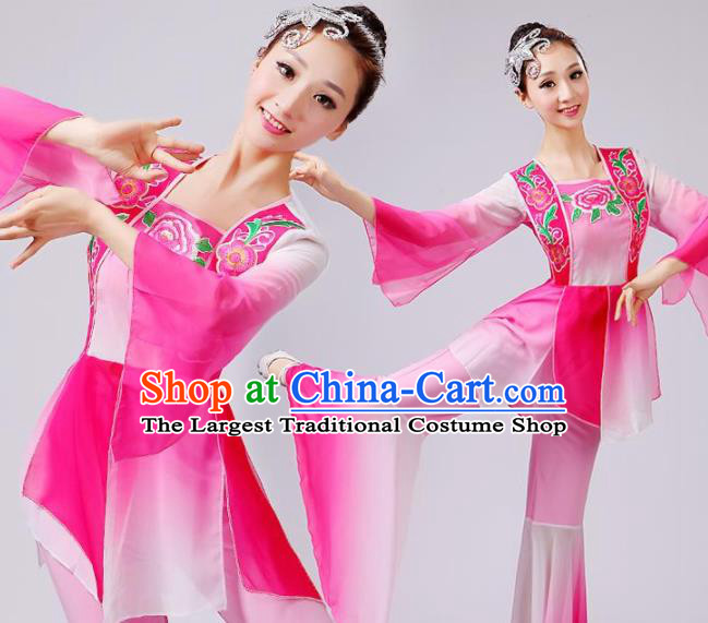 Chinese Traditional Fan Dance Pink Costume Folk Dance Stage Performance Yangko Dance Dress for Women