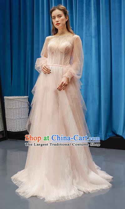 Top Grade Compere Pink Veil Full Dress Princess Wedding Dress Costume for Women