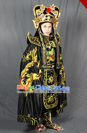 Chinese Traditional Sichuan Opera Embroidered Black Costume Face Changing Clothing Complete Set for Men