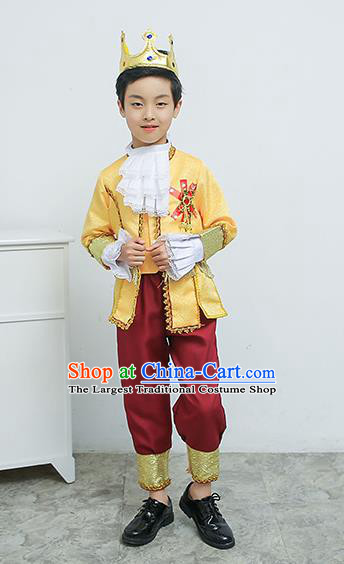 Europe Traditional Court Dance Golden Costume Drama Stage Performance Clothing for Kids