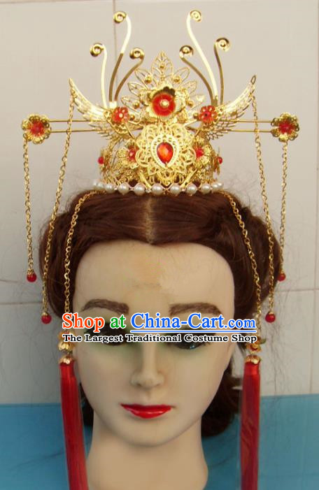 Chinese Traditional God of Wealth Hat Hair Accessories Ancient Prince Phoenix Hairdo Crown for Men