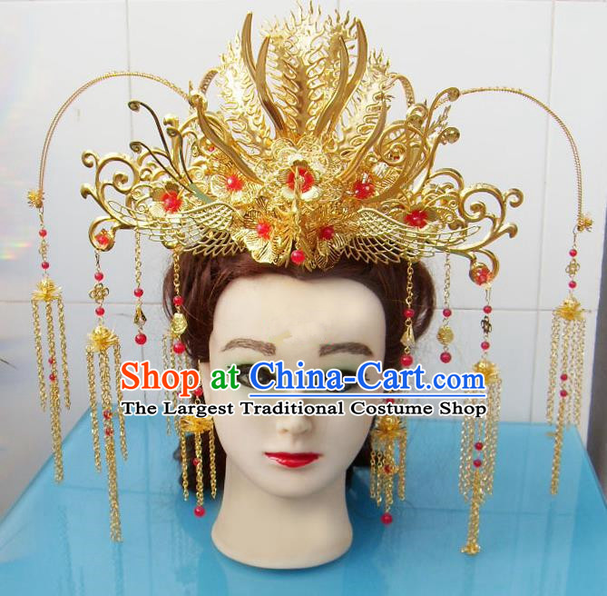Chinese Traditional Goddess Tassel Phoenix Coronet Hairpins Ancient Princess Hair Accessories for Women