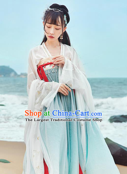 Chinese Traditional Tang Dynasty Hanfu Dress Ancient Palace Princess Embroidered Costume for Women