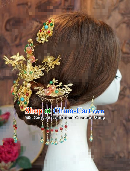 Chinese Traditional Hair Accessories Ancient Bride Palace Hairpins Headwear Complete Set for Women