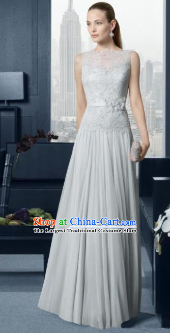 Professional Compere White Lace Full Dress Modern Dance Princess Wedding Dress for Women