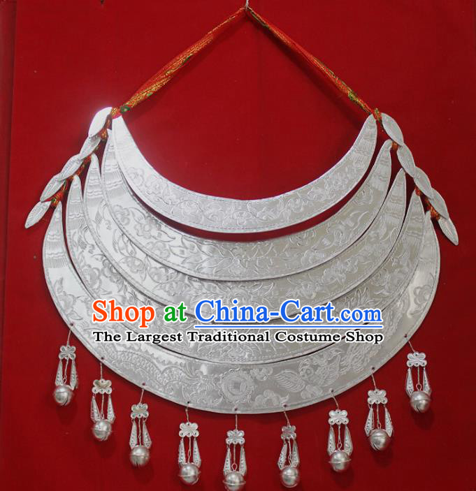 Chinese Traditional Miao Nationality Wedding Sliver Necklet Hmong Bride Necklace for Women