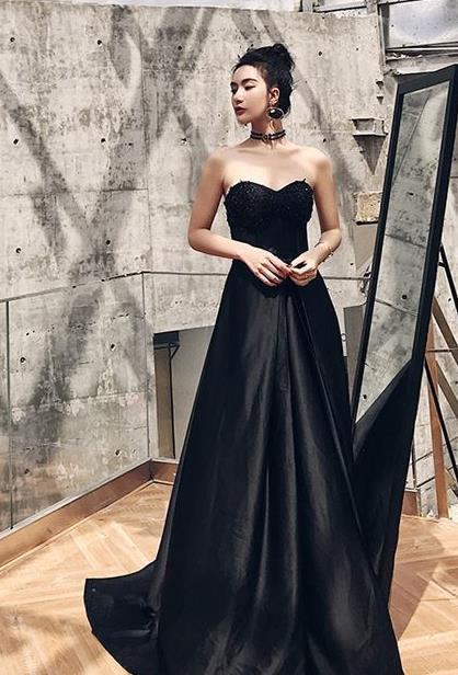 Professional Compere Black Fishtail Full Dress Top Grade Modern Dance Costume Princess Wedding Dress for Women