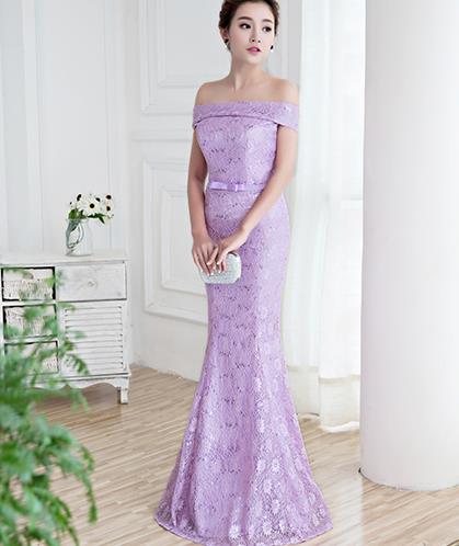 Top Grade Catwalks Embroidered Lace Purple Mermaid Evening Dress Compere Modern Fancywork Costume for Women