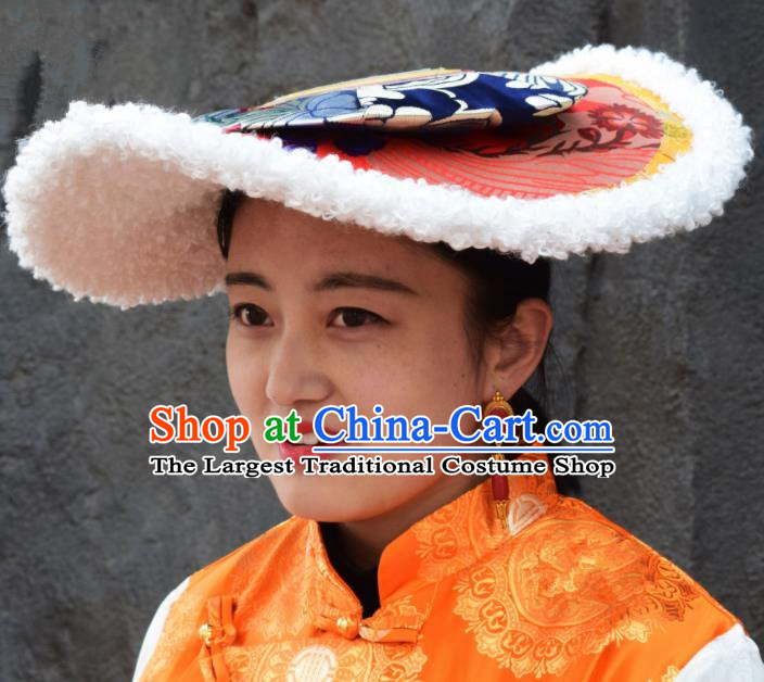 Chinese Traditional Ethnic Tibetan Hair Accessories Zang Nationality National Hat for Women