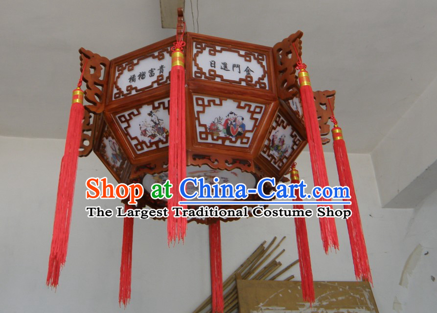 Chinese Hand Carved Traditional Painting Palace Ceiling Lantern