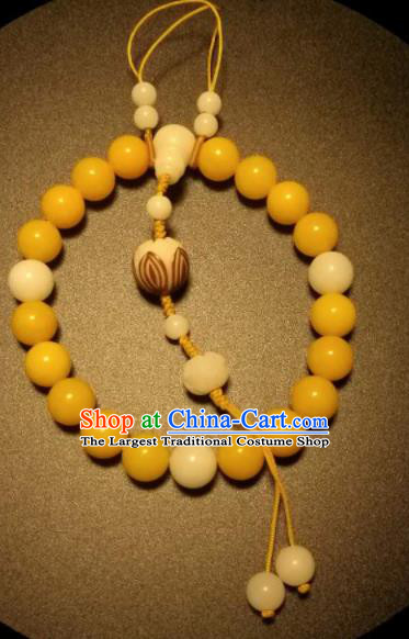 Chinese Traditional Canary Stone Beads Bracelet Handmade Hanfu Bangles for Women